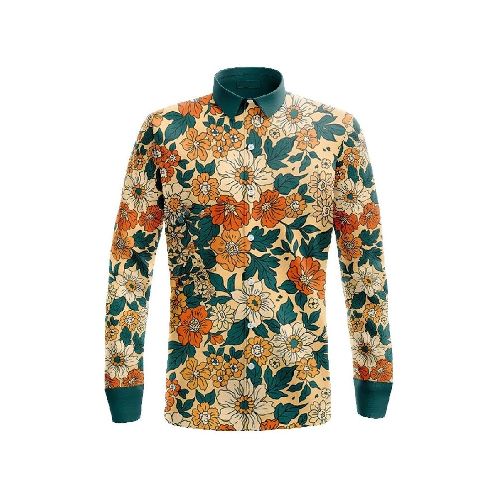 Ganz Clothing Kemeja Pria Lengan Panjang Jasmine Flower Multicolor