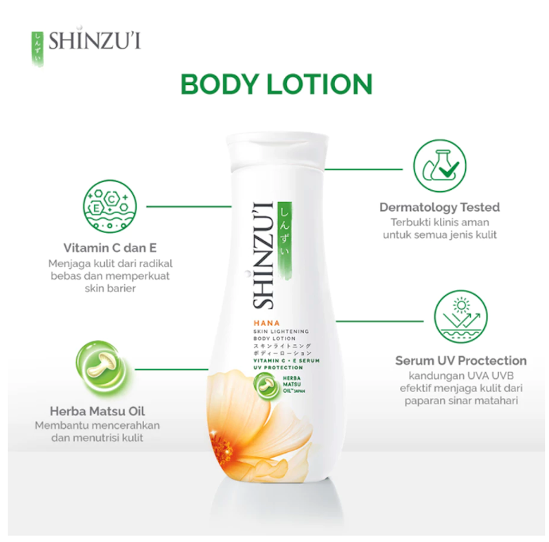 Shinzui Skin Lightening Body Lotion with Vitamin C + E Serum Hana 210 ml 3