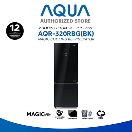 AQUA Elektronik Indonesia AQUA Kulkas Bottom Freezer  AQR-320RBG(BK)