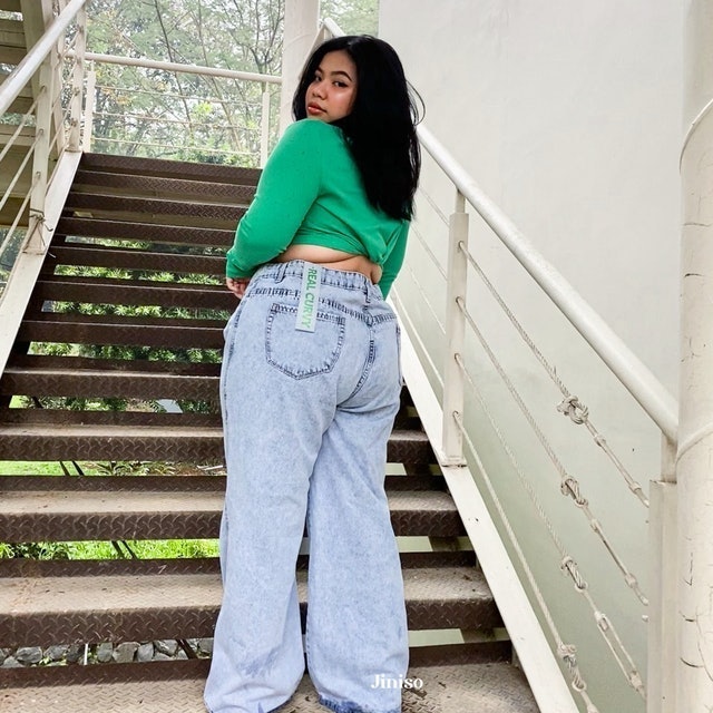 Jumbo Highwaist Loose Ripped Jeans  1404 REAL CURVY