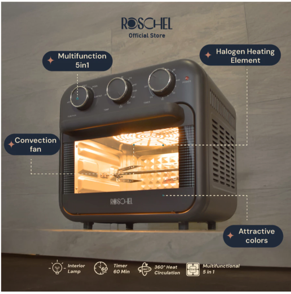 Roschel Home Roschel Air Fryer Oven with Rotisserie 5 in 1 RFV-160