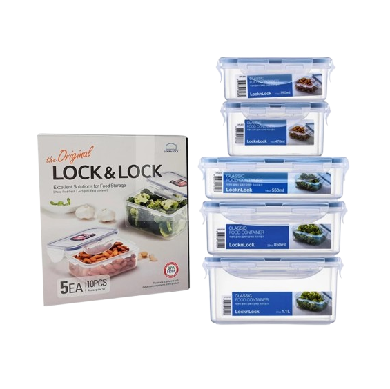 LocknLock Classic Gift Set Special Rectangular 5Pcs  ｜ HPL815SG5