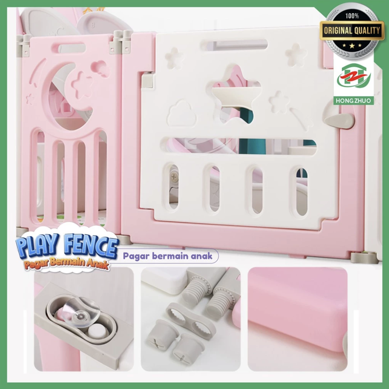  Hongzhuo Play Fence 10 Pagar + 2 Pintu
