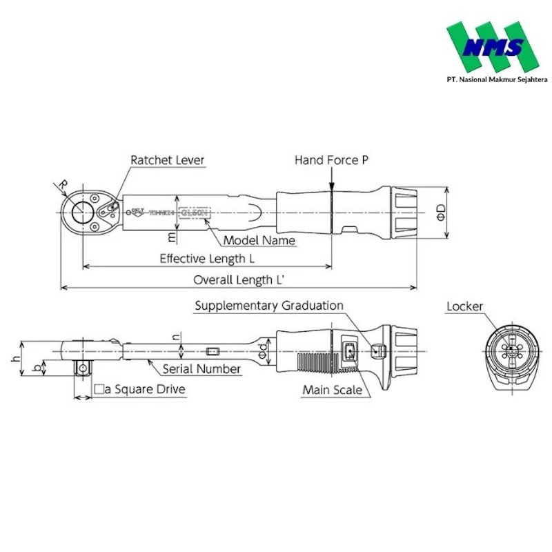 Tohnichi 1/2" Adjustable Torque Wrench 2