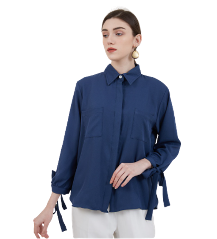 Sophie Murisha Knotted Blouse - Navy 1