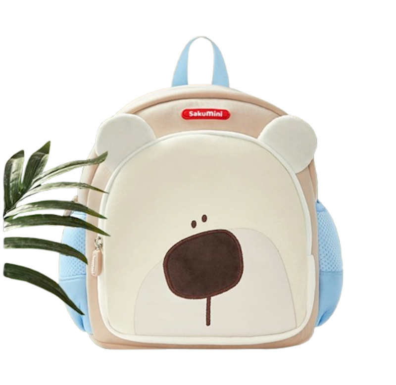 Sakumini Children School Backpack Beige Bear 1