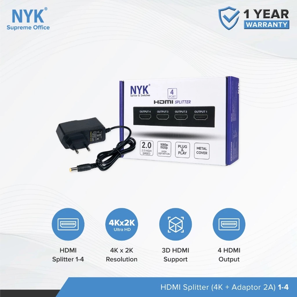 NYK HDMI Splitter 4 Port 4