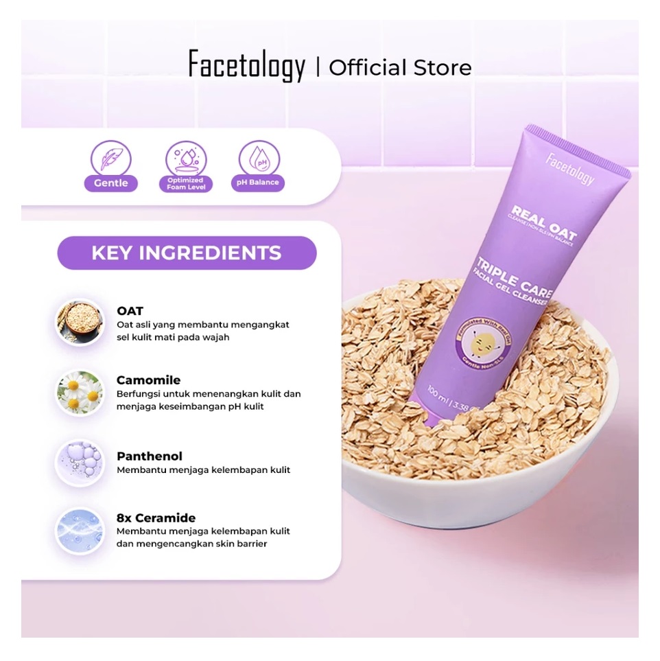 Facetology Innovation Technology Facetology Real Oat Triple Oat Facial Gel Cleanser
