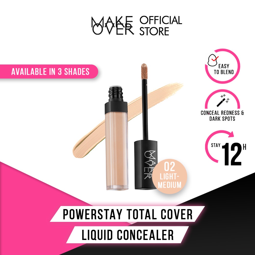 Paragon Technology and Innovation MAKE OVER Powerstay Total Cover Liquid Concealer 02 Light to Medium