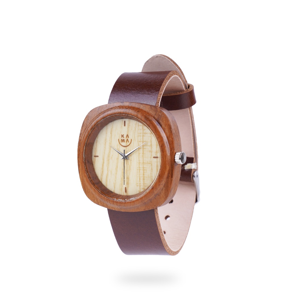 Watch 2.0 Jam Tangan Kayu Jati Dial Putih