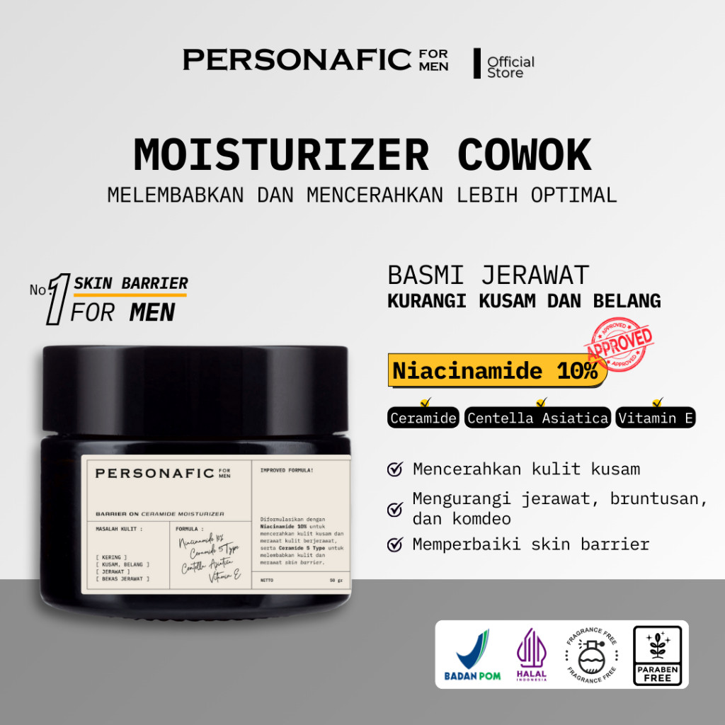 Persona Esensial Indonesia PERSONAFIC for Men Barrier On Ceramide Moisturizer