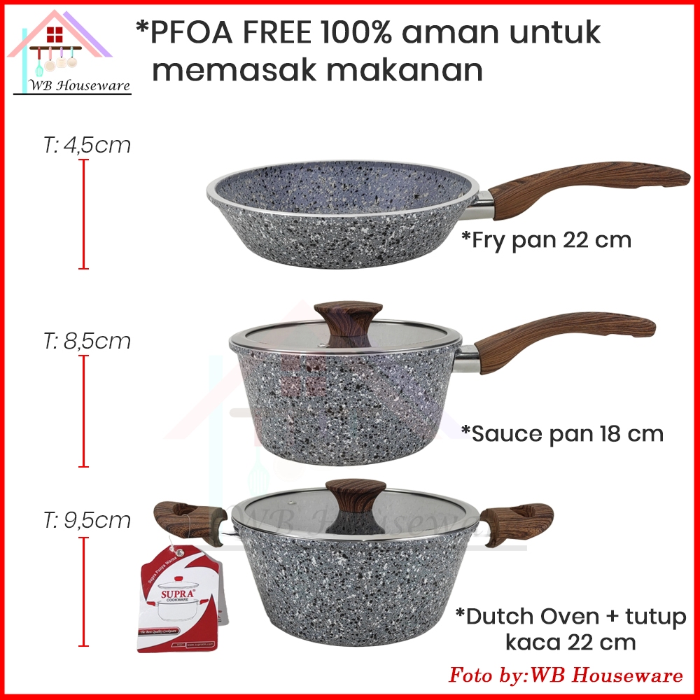 Supra Semicast Stone Series Granite Panci Set 5 Pcs