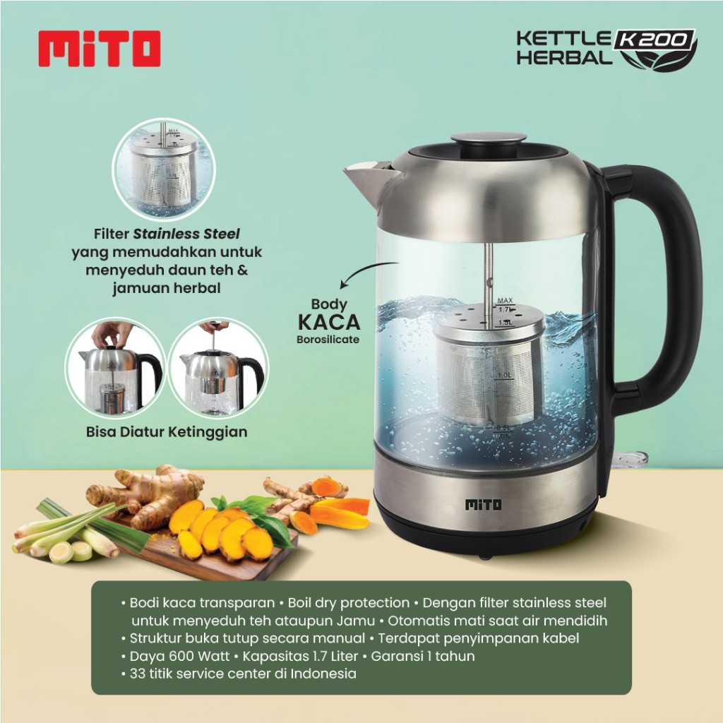 Maju Express Indonesia MITO Electric Kettle Herbal  K200 