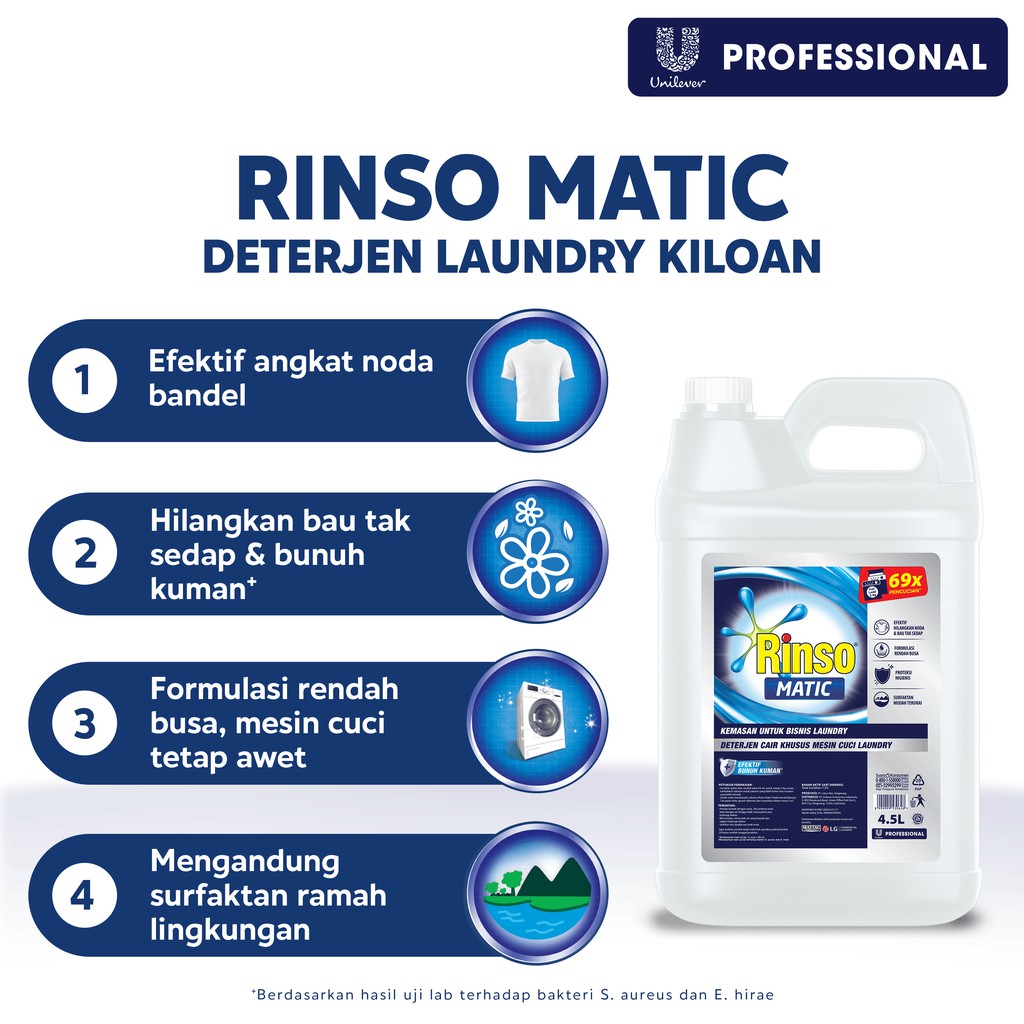 Unilever Indonesia Rinso Matic Professional Deterjen Laundry Kiloan Cair