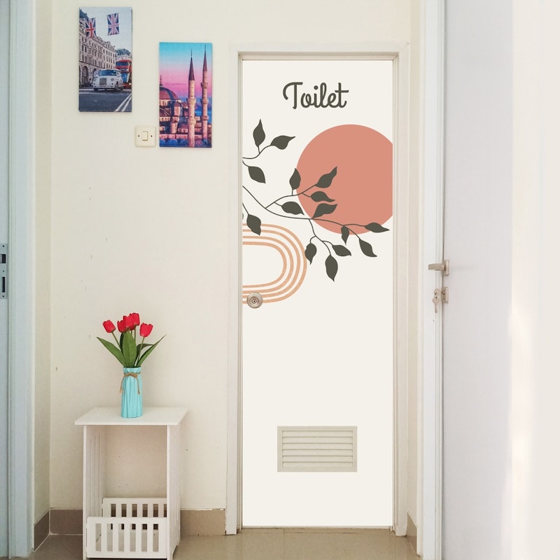 Stiker Pintu Toilet Antiair Motif Aesthetic Minimalis 4