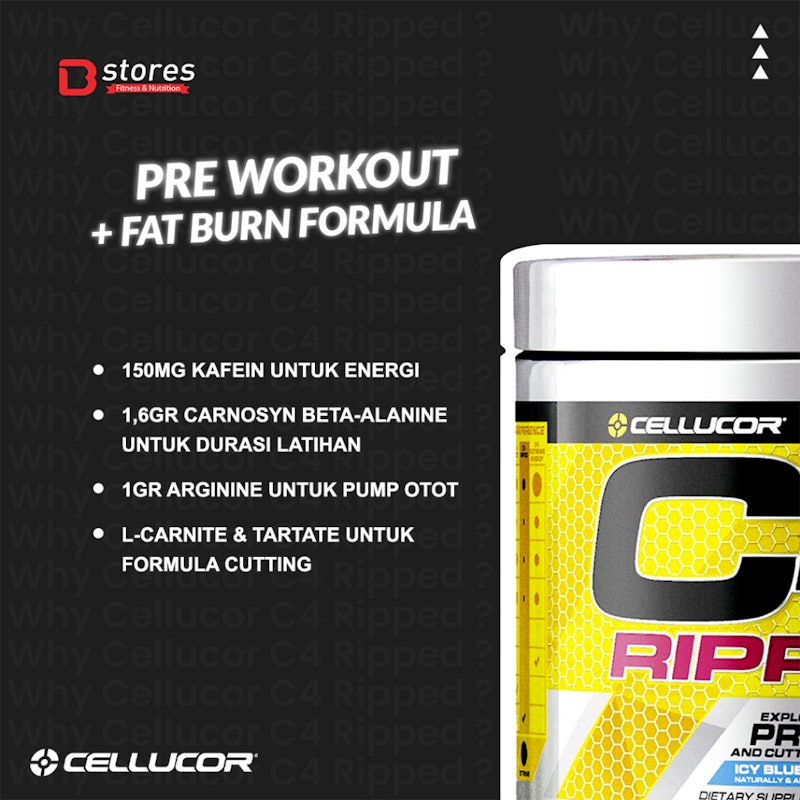 CELLUCOR C4 Ripped Pre-Workout Icy Blue Razz 3