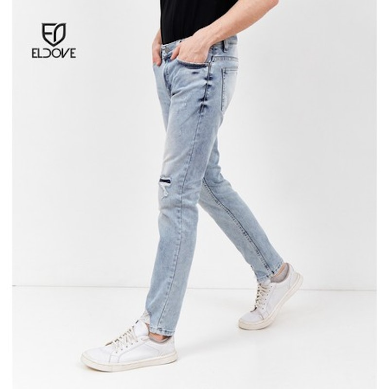 Eldove Denim Jeans Stretch Ripped Light Blue Snow 3