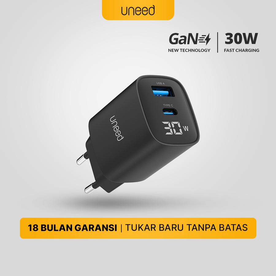 Erajaya Swasembada Uneed 2 Ports 30W GaN Charger with Display  UCH433