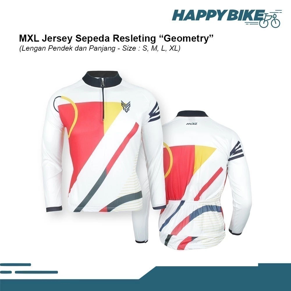 Senang Sepeda Sejahtera MXL Jersey Sepeda Resleting Geometry Panjang Black