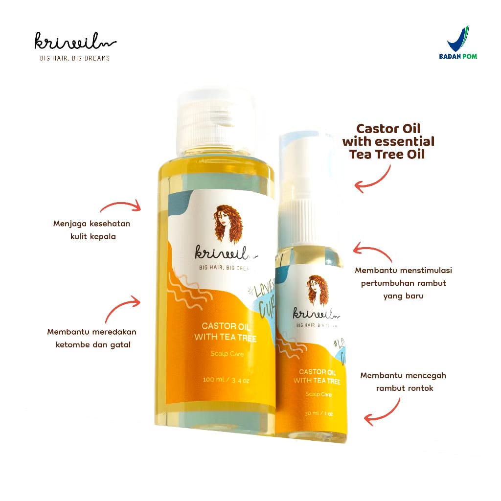 Iniko Karya Persada Kriwil Castor Oil with Tea Tree Essential Oil 