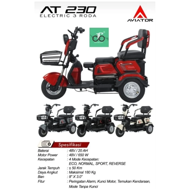 Roda Pasifik Mandiri Pacific Sepeda Listrik Roda 3 Aviator   AT230