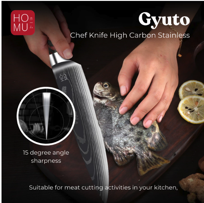 HOMU Gyuto Chef Knife Stainless Damascus