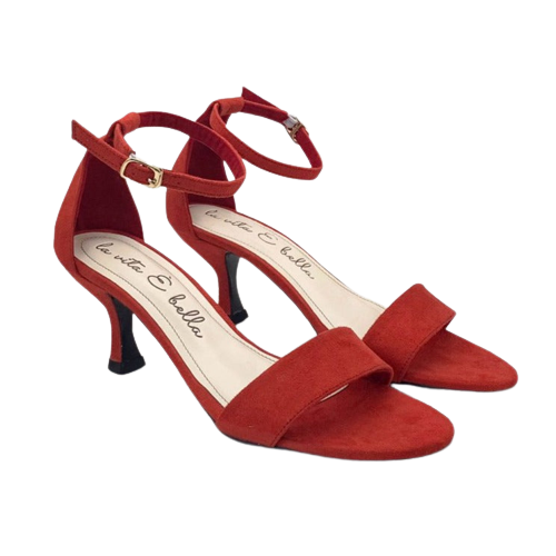 Blanche Ankle Strap Kitten Heels Wanita Velvet Suede ｜ LV 2006