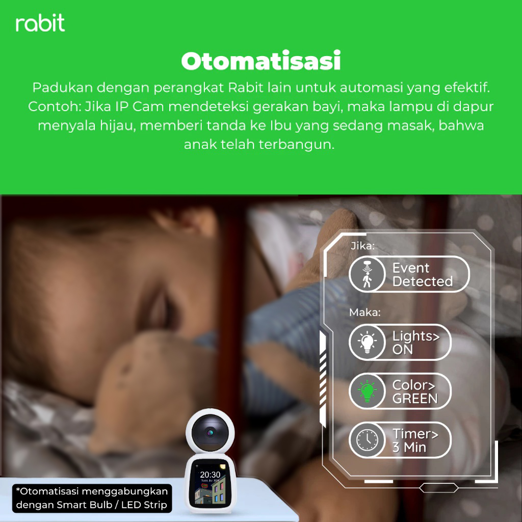 Rabit Teknologi Pintar Rabit Smart IP Camera CCTV Indoor PTZ Screen 2-Way Video Call