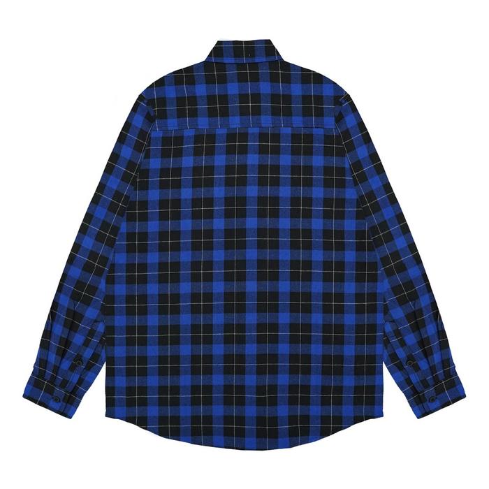 Bi-ensi Fesyenindo 3Second Men's Flannel Plaid Shirt Long Sleeve Regular Fit Carre Blue OL-C010225
