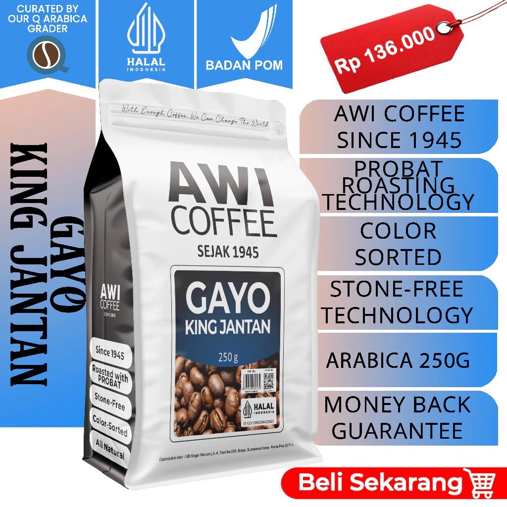 Awi Kopi Indonesia Awi Coffee Gayo King Jantan Arabica