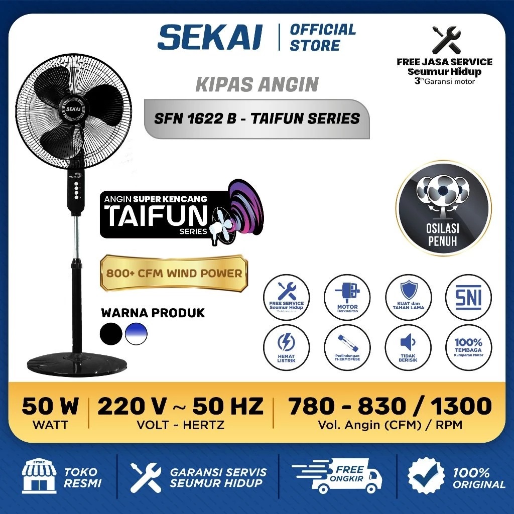 Tripacific Electrindo SEKAI Kipas Angin Taifun Series SFN 1622 B
