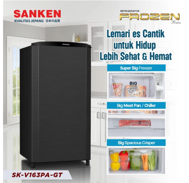 Sanken Argadwija Sanken Kulkas 1 Pintu  SK-V163PA-GT
