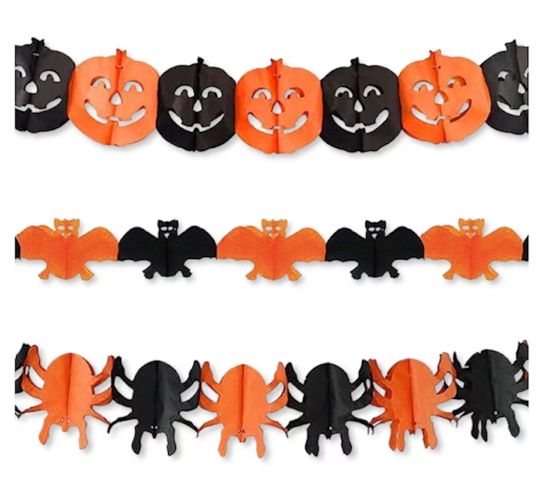 Dekorasi Halloween Garlan Kertas Jack O'Lantern 1