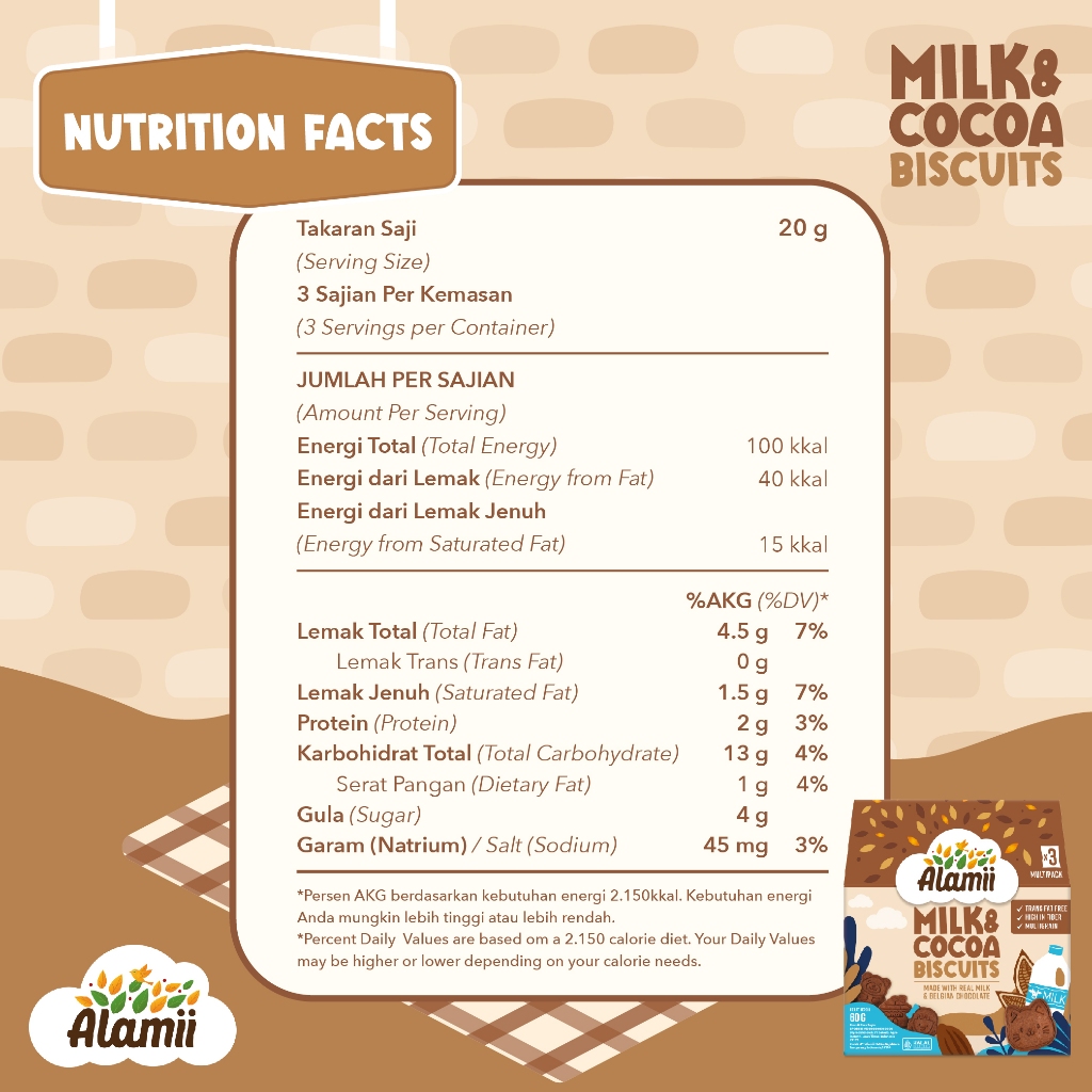 Alamii Natura Sejahtera Alamii Multigrain Biscuits Milk & Cocoa 