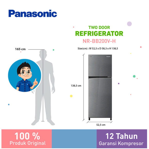 Panasonic Gobel Life Solutions Manufacturing Indonesia Panasonic Two Door Refrigerator NR-BB200V-H