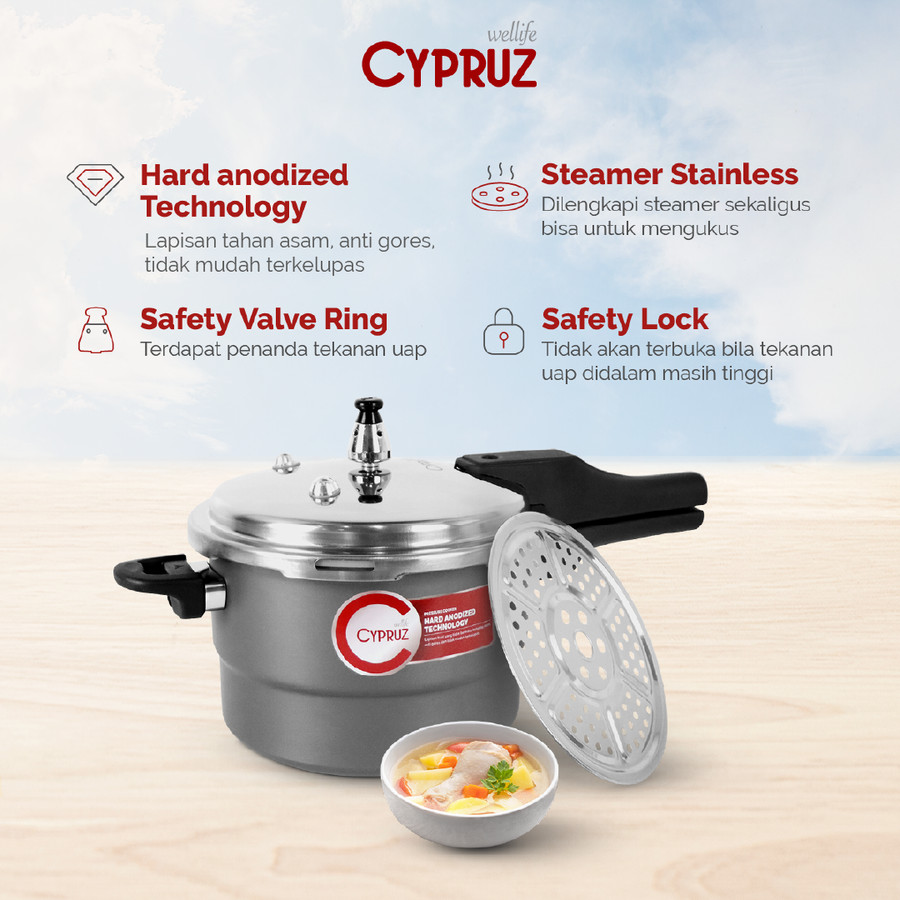 Biyan Internasional Bahagia Cypruz Panci Jumbo Pressure Cooker Multifungsi 12L
