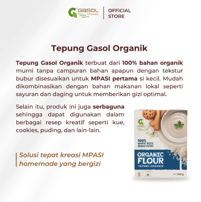 Gasol Pertanian Organik Gasol White Rice Organic Flour 
