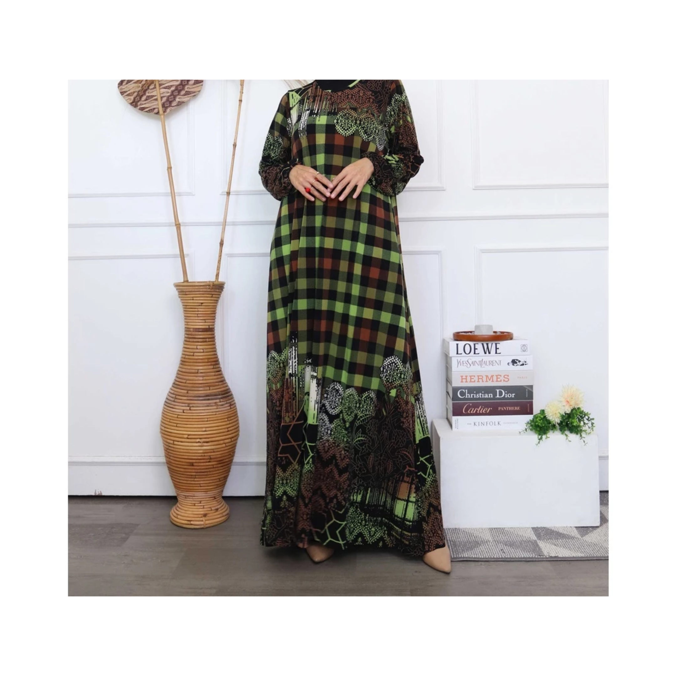 Gamis Motif Printing Nusantara GMPN Gamis Motif Wanita Jersey Lemonskin 8912