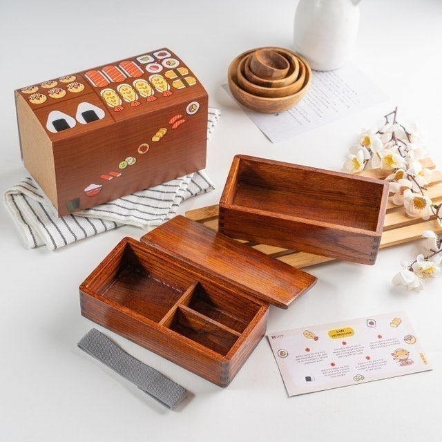 Premium Wooden Bento Box Double