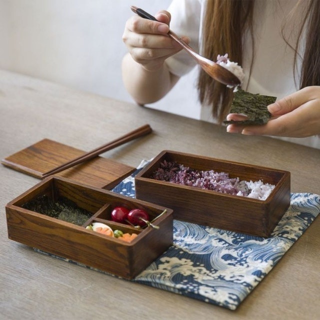 Premium Wooden Bento Box Double