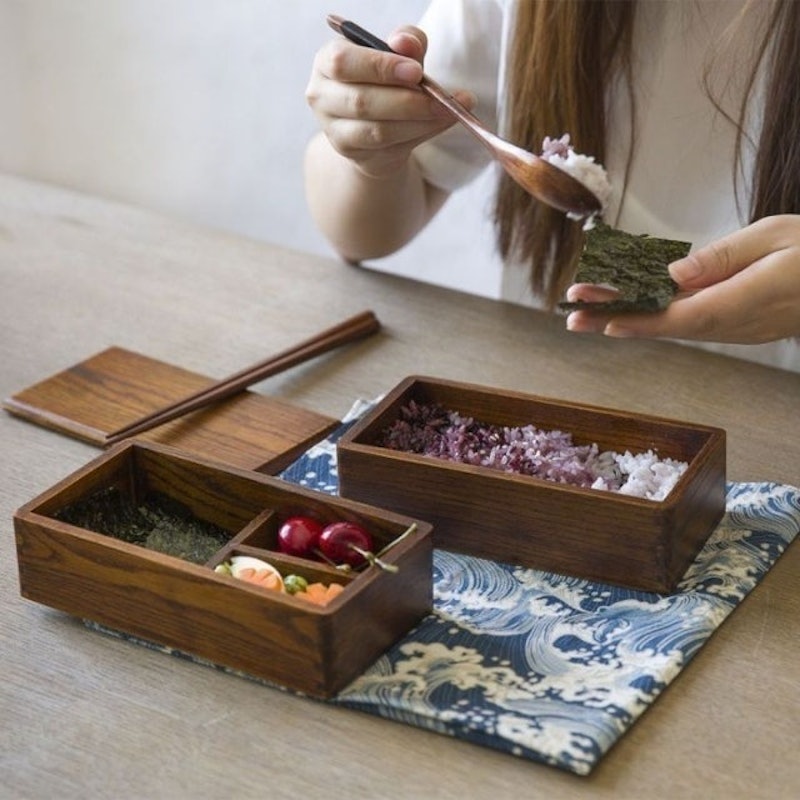 Premium Wooden Bento Box Double 3