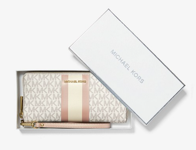 Michael Kors Logo Stripe Continental Wristlet 34F9GF6T3B