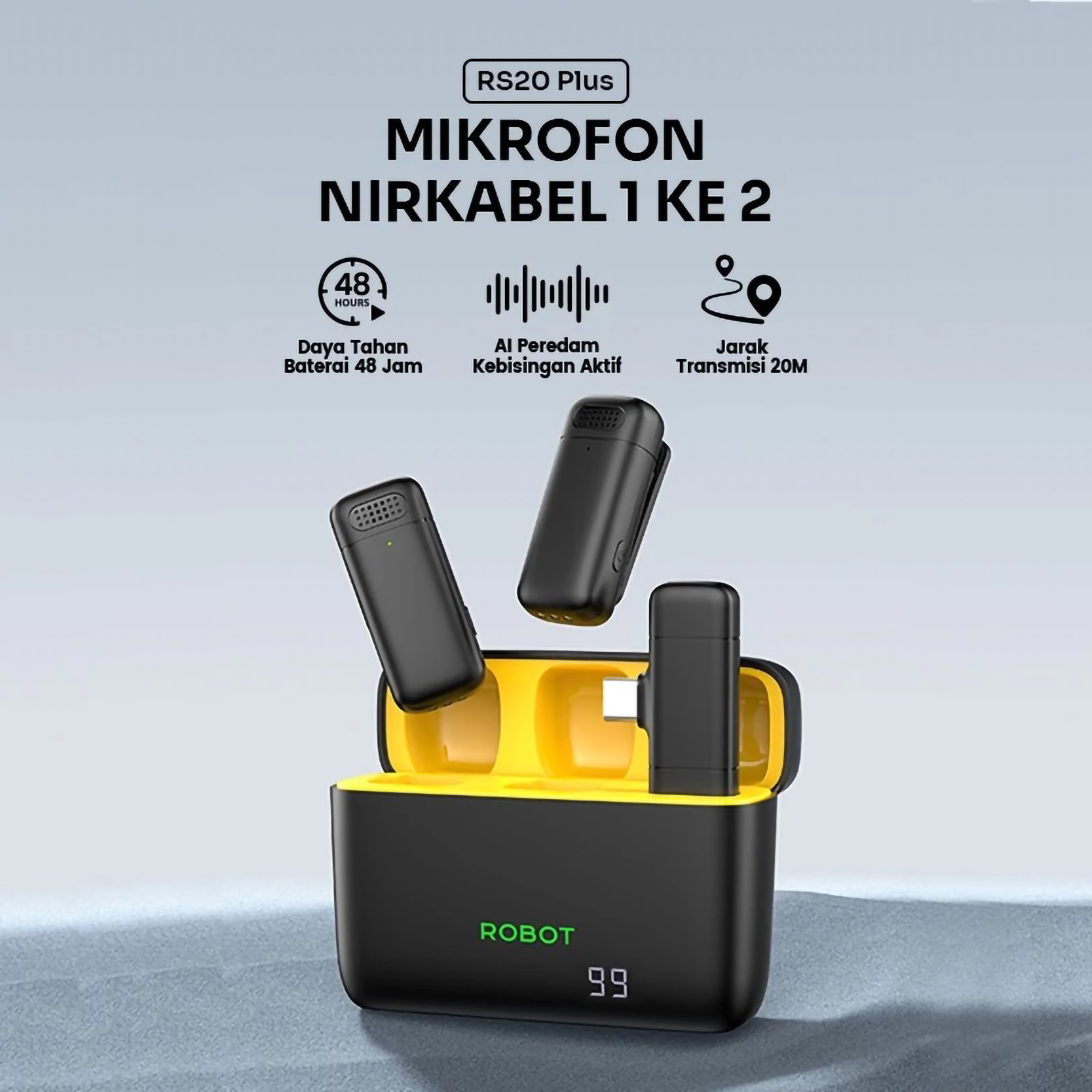 Wook Global Technology ROBOT Microphone Clip Nirkabel Lavalier RS20