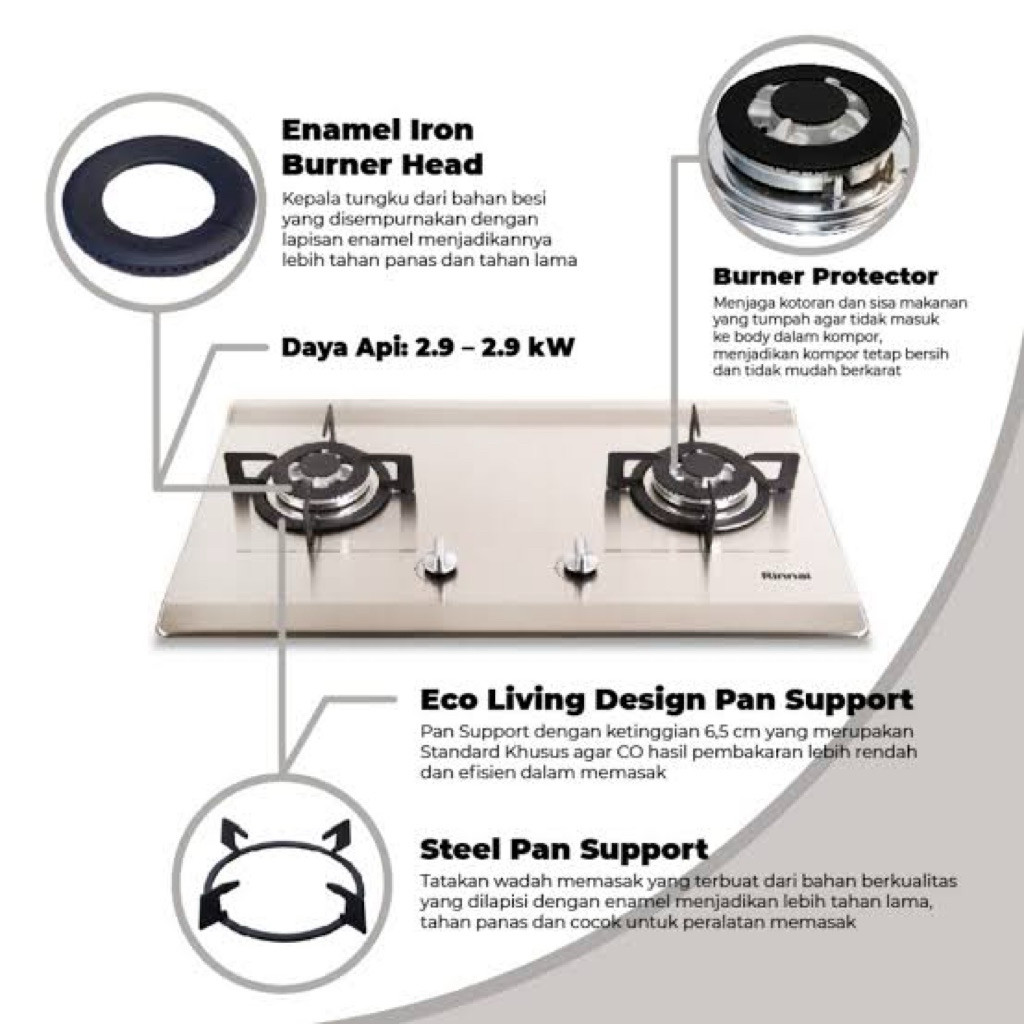 Rinnai Rinnai Kompor Tanam Gas  RB-712N (S)