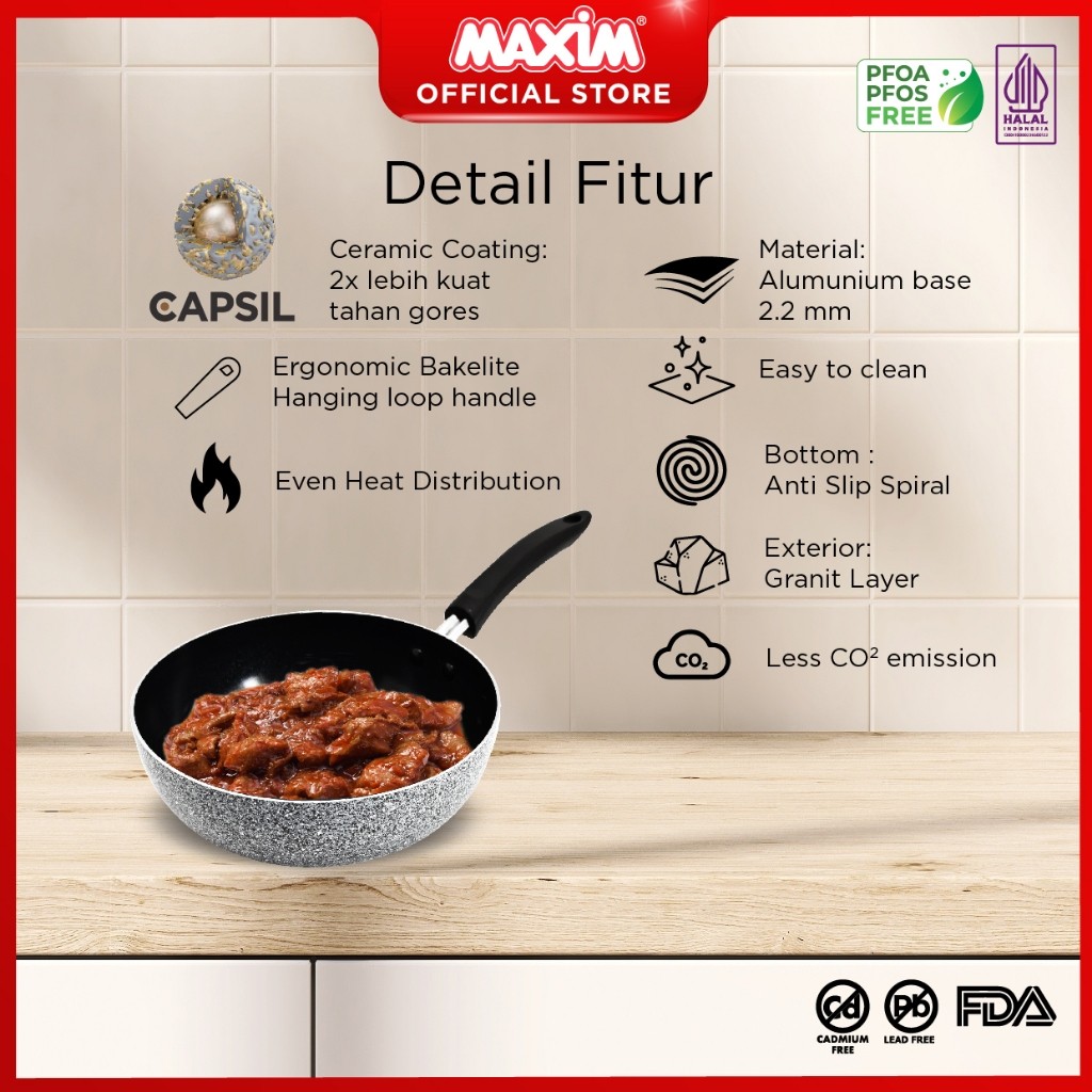 Maspion Group Maspion Maxim Neostone Panci Ceramic Anti Lengket 24cm Deep Wok