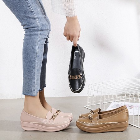 ELLORA Sepatu Wedges Wanita Import Kulit Premium E1215