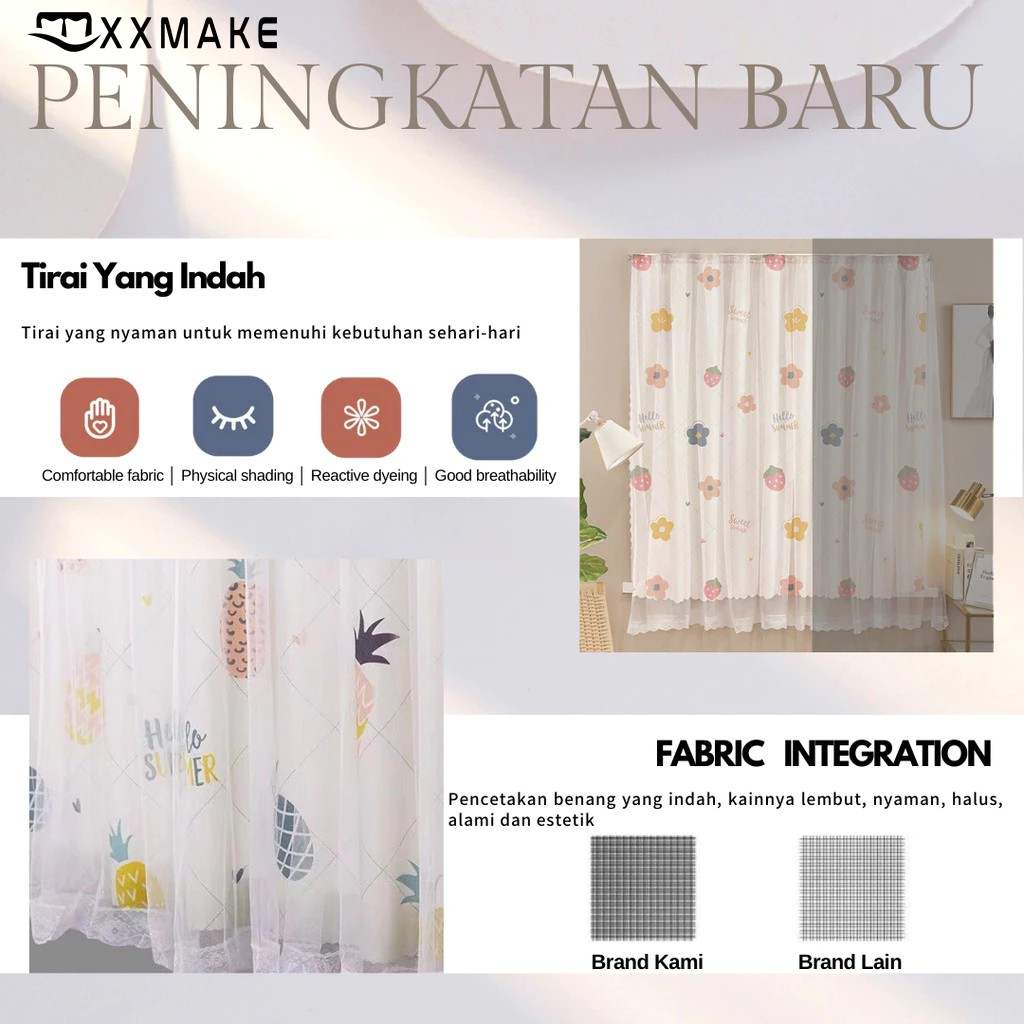  XXMake Tirai Jendela Velcro Motif