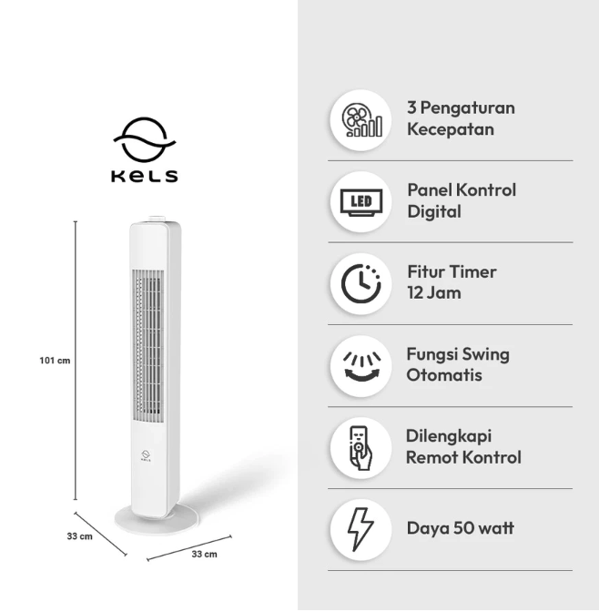 Home Center Indonesia Kels Garwyn Kipas Angin Berdiri Standing Fan - Hitam