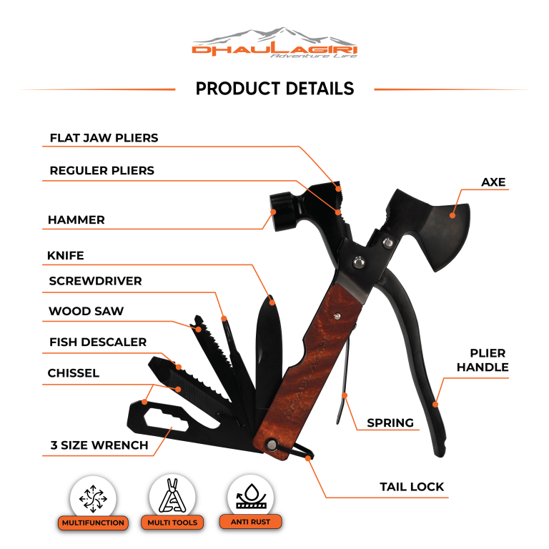 Dhaulagiri Indo Raya Dhaulagiri Multifunction Axe 15 in 1 