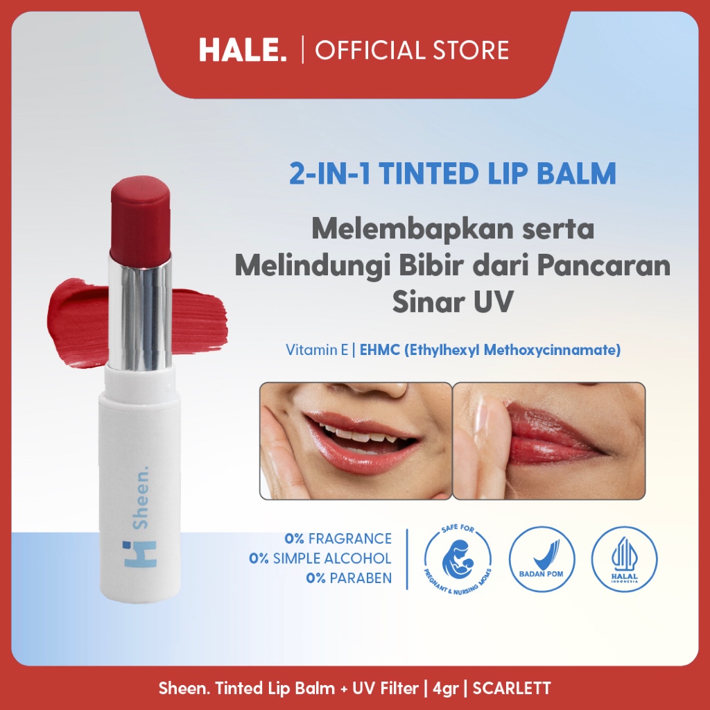  HALE. Sheen. Tinted Lip Balm + UV Filter Scarlett